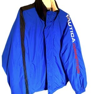 VTG 90s Nautica Competition Puffer Jacket Down Reversible Blue/Gray Sz M